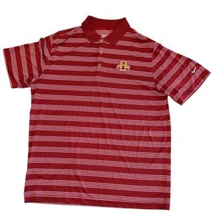 Nike Golf Iowa State Cyclones Red Striped Dri-FIT Polo Shirt Mens XL